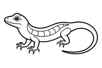 lizard silhouette line art vector illustration with a white background