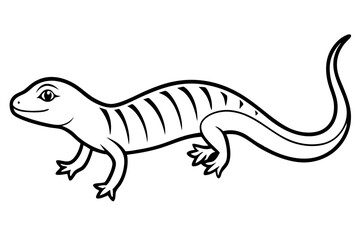 lizard silhouette line art vector illustration with a white background