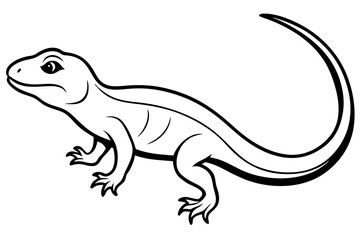 lizard silhouette line art vector illustration with a white background