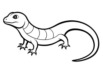 lizard silhouette line art vector illustration with a white background