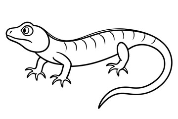 lizard silhouette line art vector illustration with a white background