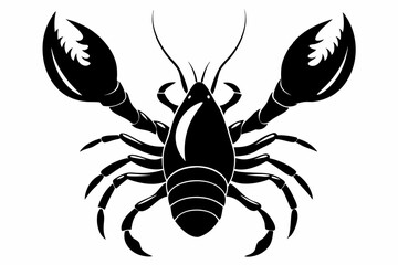 lobster silhouette line art vector illustration with a white background
