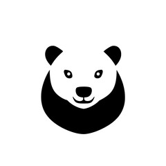 Naklejka premium Minimalist panda logo design in black and white featuring clean vector lines and a simple face illustration for modern branding
