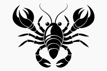 lobster silhouette line art vector illustration with a white background