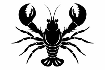 lobster silhouette line art vector illustration with a white background