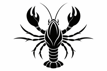 lobster silhouette line art vector illustration with a white background