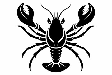 lobster silhouette line art vector illustration with a white background