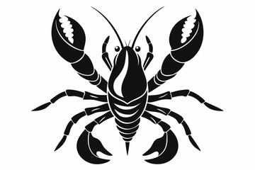 lobster silhouette line art vector illustration with a white background