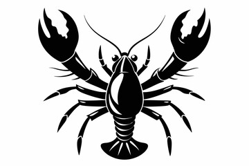 lobster silhouette line art vector illustration with a white background