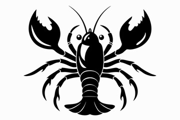 lobster silhouette line art vector illustration with a white background
