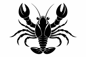 lobster silhouette line art vector illustration with a white background
