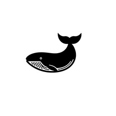 Obraz premium Minimalistic black and white vector logo of a whale designed with simple lines and shapes