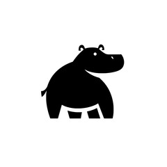 Obraz premium Minimalistic vector logo design of a stylized black hippo icon with white background for modern branding purposes
