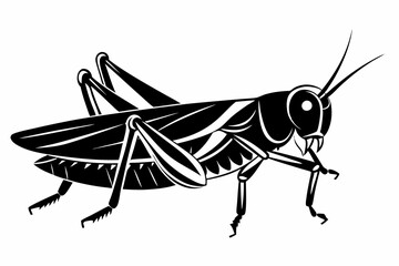 locust silhouette line art vector illustration with a white background