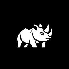 Fototapeta premium Rhino logo design featuring a minimalist approach with a focus on black and white color scheme