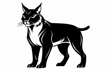 lynx silhouette line art vector illustration with a white background