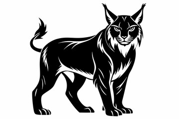lynx silhouette line art vector illustration with a white background
