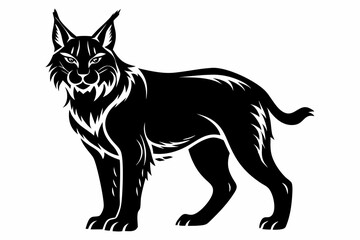 lynx silhouette line art vector illustration with a white background