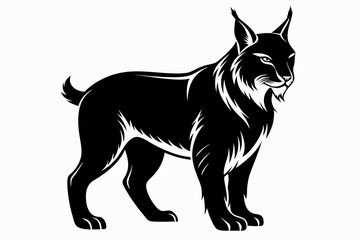 lynx silhouette line art vector illustration with a white background