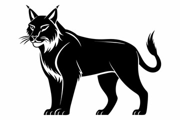 lynx silhouette line art vector illustration with a white background