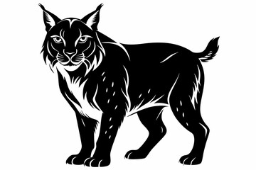 lynx silhouette line art vector illustration with a white background