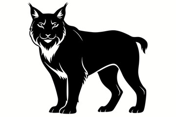 lynx silhouette line art vector illustration with a white background