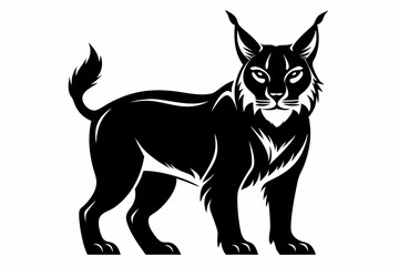 lynx silhouette line art vector illustration with a white background