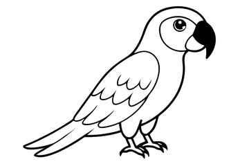 macaw silhouette line art vector illustration with a white background