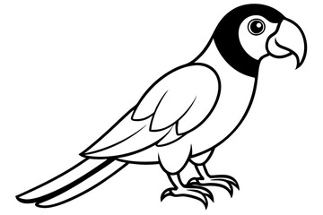 macaw silhouette line art vector illustration with a white background