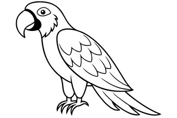 macaw silhouette line art vector illustration with a white background