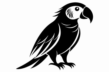 macaw silhouette line art vector illustration with a white background