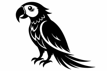 macaw silhouette line art vector illustration with a white background