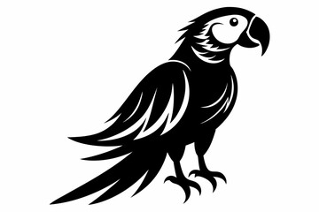 macaw silhouette line art vector illustration with a white background