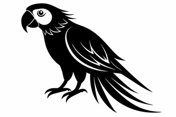 macaw silhouette line art vector illustration with a white background