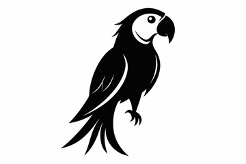 macaw silhouette line art vector illustration with a white background