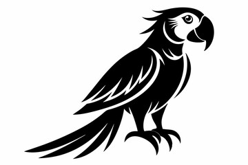 macaw silhouette line art vector illustration with a white background