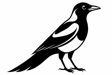 magpie silhouette line art vector illustration with a white background