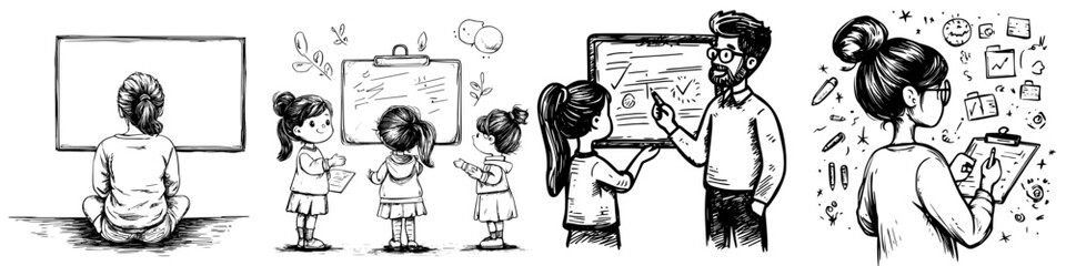 Creative learning process of children in a classroom environment during an educational session