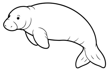 manatee silhouette line art vector illustration with a white background