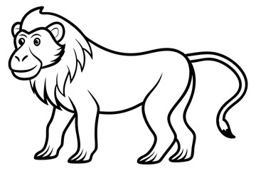 mandrill silhouette line art vector illustration with a white background