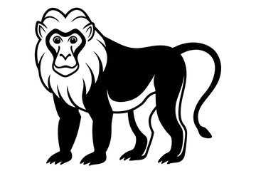 mandrill silhouette line art vector illustration with a white background