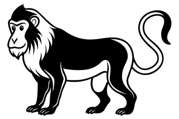mandrill silhouette line art vector illustration with a white background