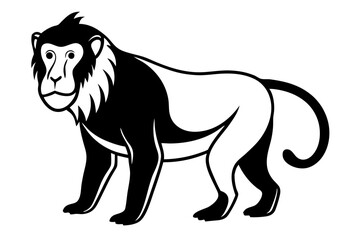 mandrill silhouette line art vector illustration with a white background