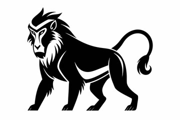 mandrill silhouette line art vector illustration with a white background