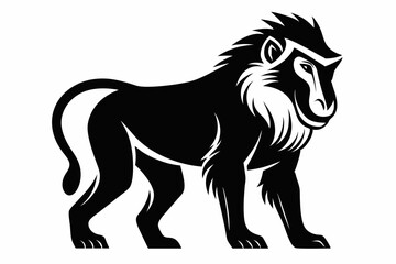 mandrill silhouette line art vector illustration with a white background