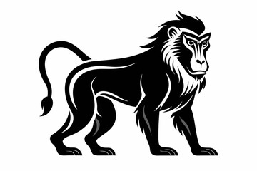 mandrill silhouette line art vector illustration with a white background