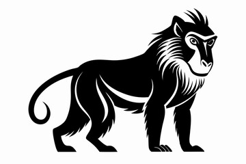 mandrill silhouette line art vector illustration with a white background
