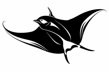 manta ray silhouette line art vector illustration with a white background