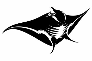 manta ray silhouette line art vector illustration with a white background