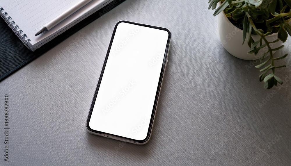 Aufkleber Smartphone Resting on a Tidy Desk With a Blank Screen Capturing a Moment of Calm